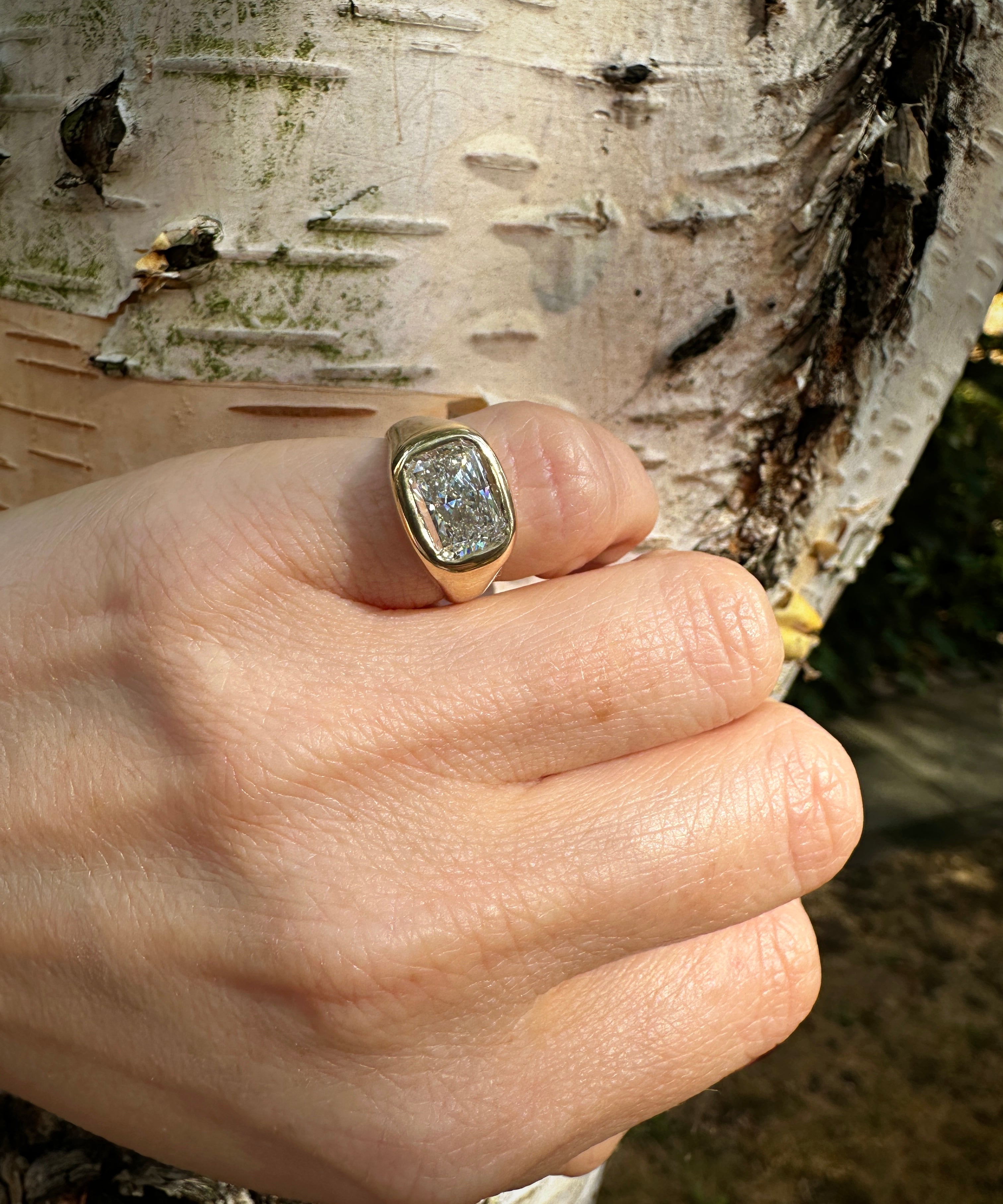 Chunky Bezel Pinky Signet - 2.04 Carat Diamond