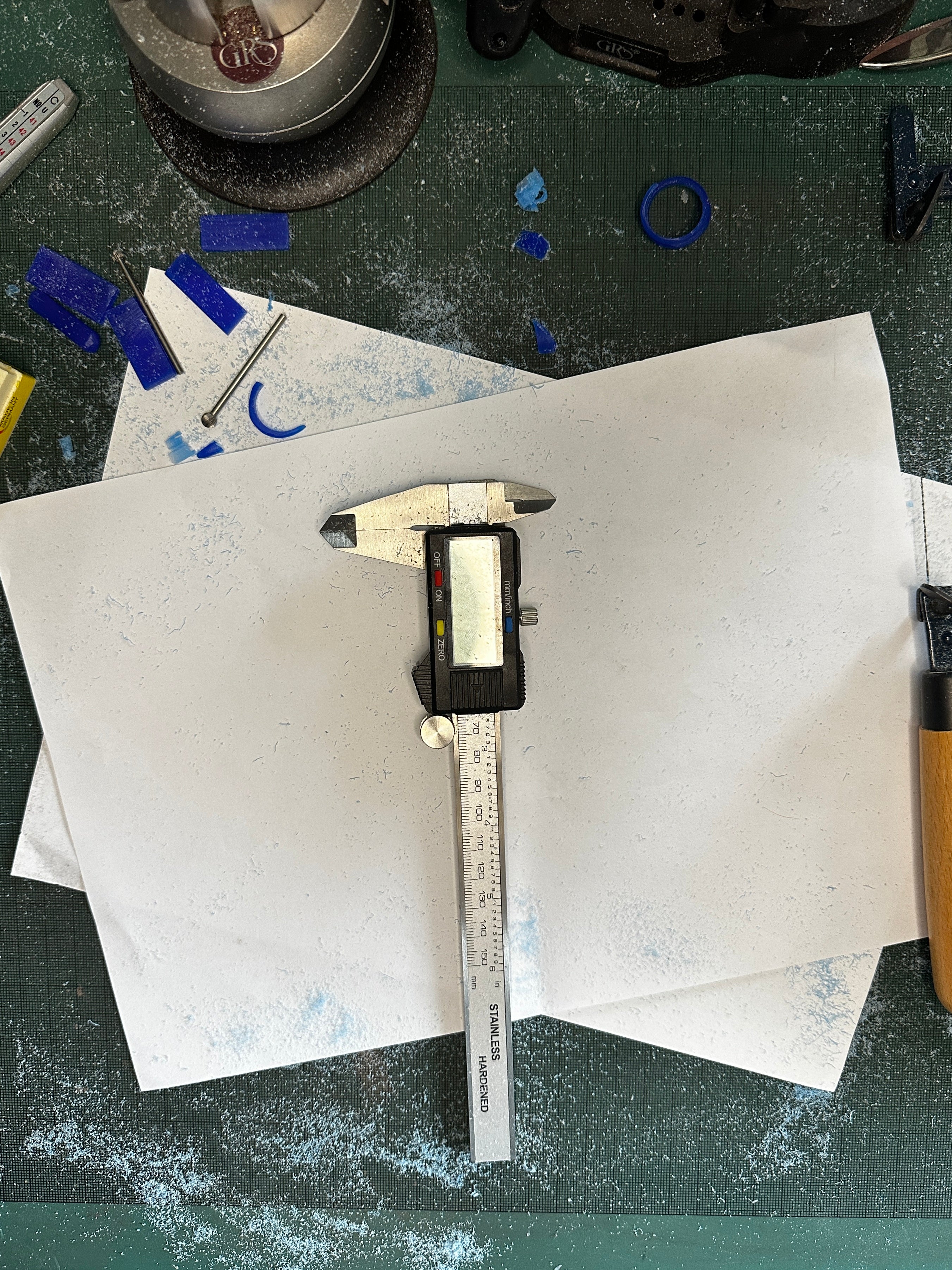 Jewellery Measurement Tool on a workbench 